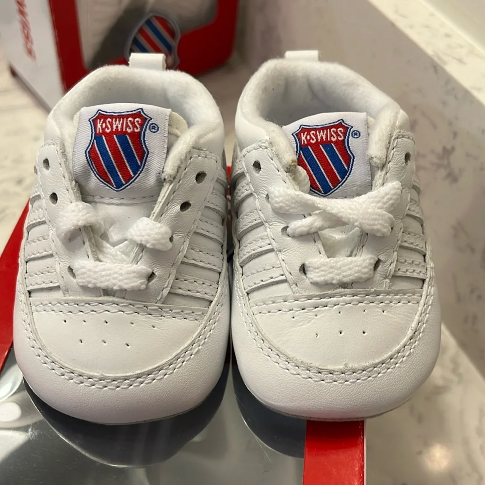 K Swiss Crib 5 Stripe shoes sneakers 3-6 mo infant baby Boys Girl booties Size 2